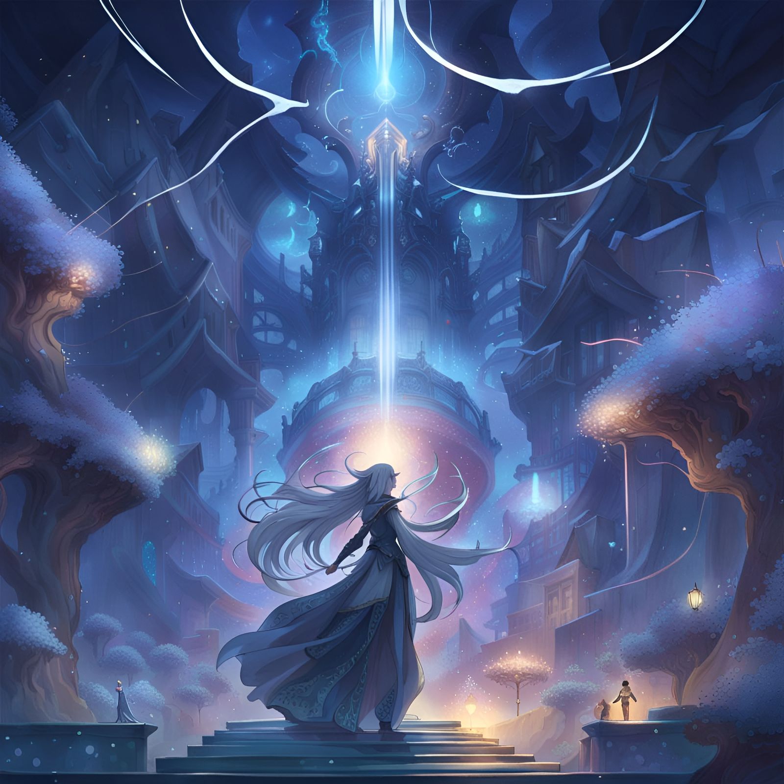 Ethereal Cyberpunk Dreamscape in Anime Style