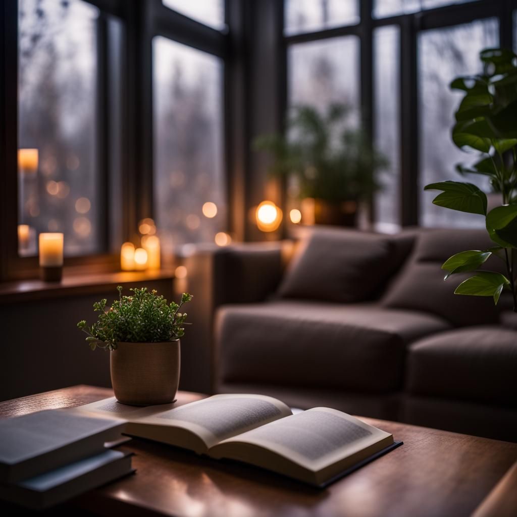 Cozy Interior with Snowfall: Professional Photography