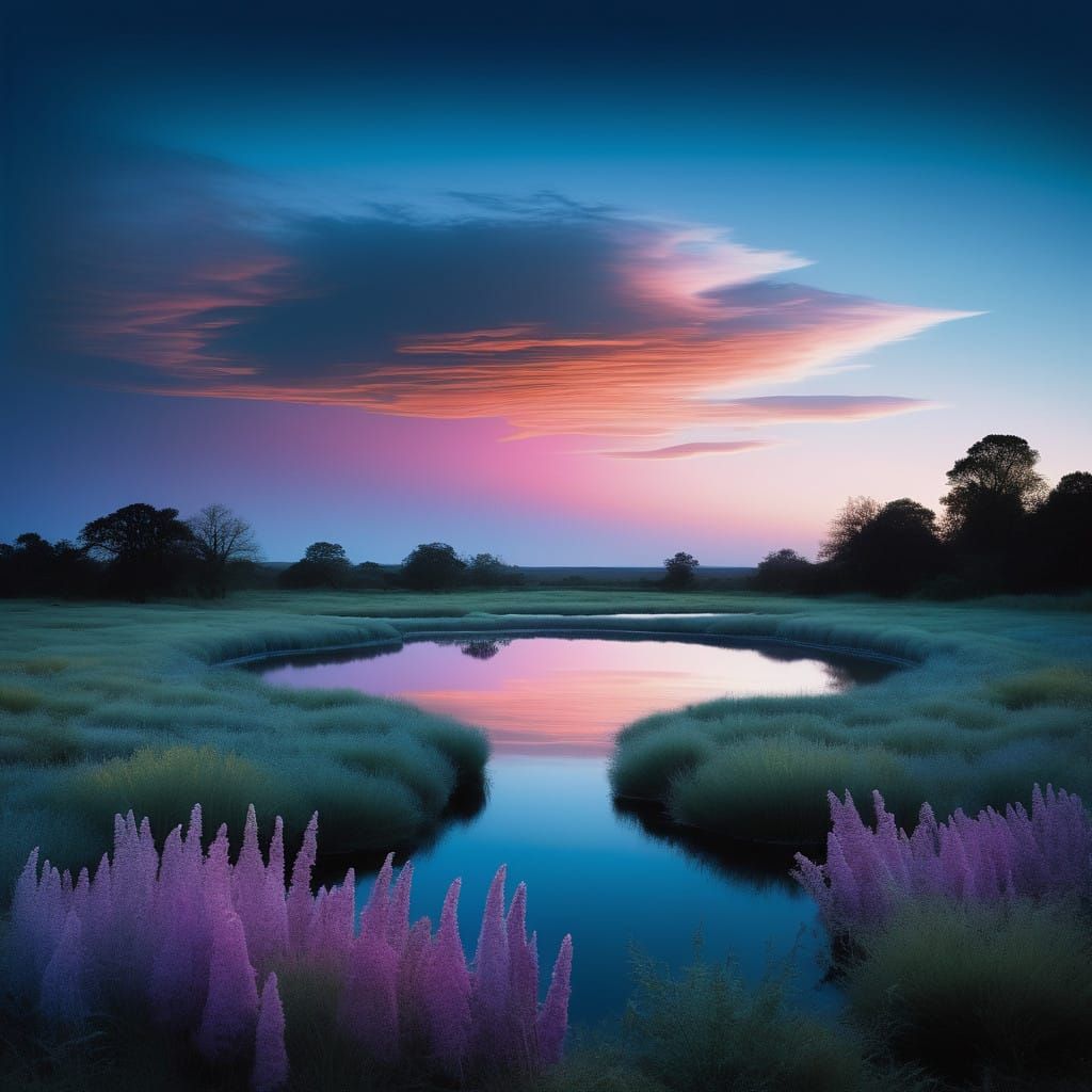 Ethereal Paradise Landscape with Extraterrestrial Blooms