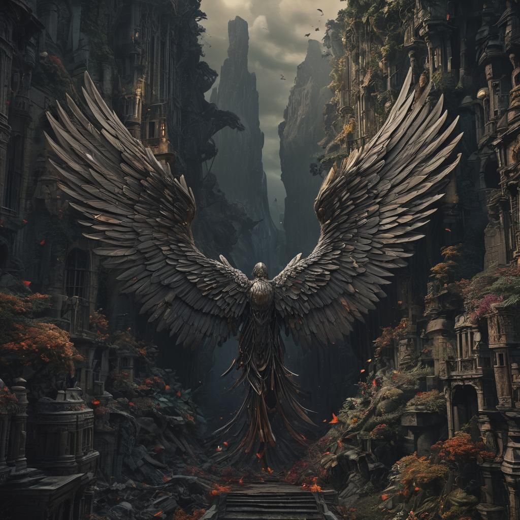 Dramatic Angel Wings Digital Matte Painting