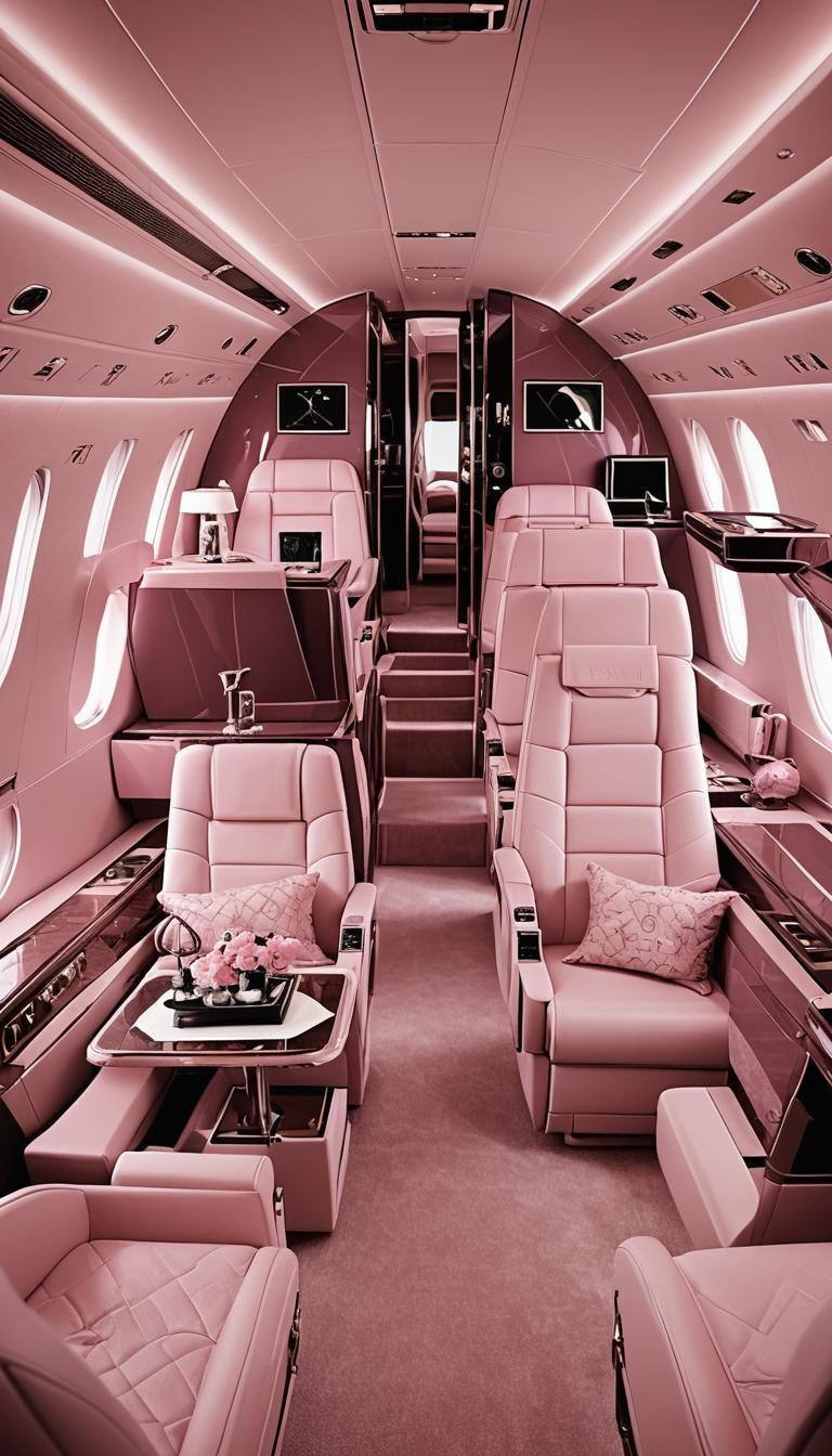 Pink Louis Vuitton Private Jet Interior Design