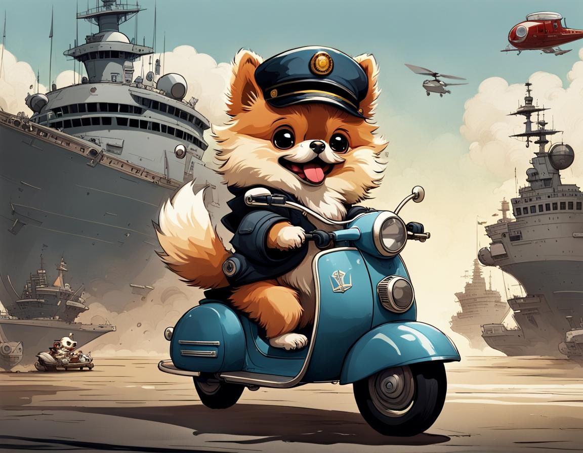 Vespa Pomeranian Naval Officer on Leave