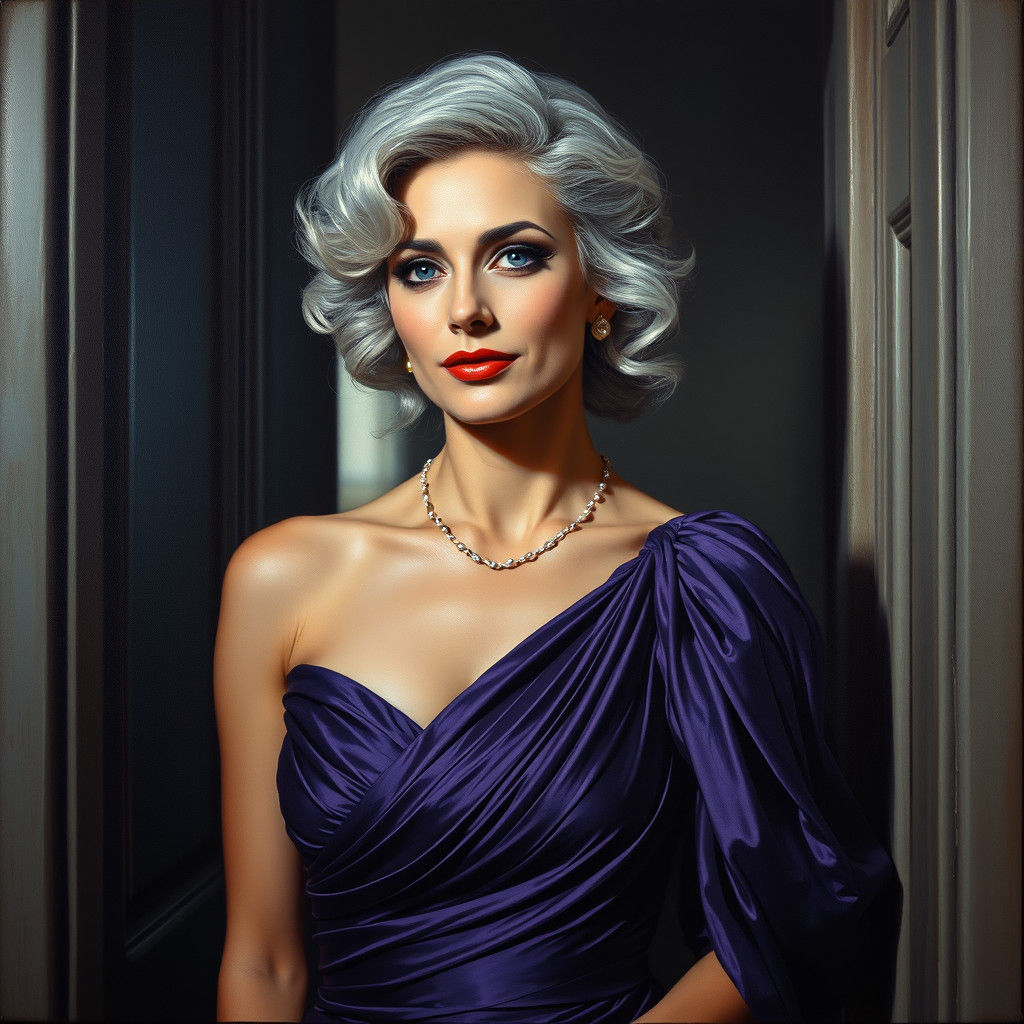 Elegant Woman in Doorway: Gustave DorΓ© Style