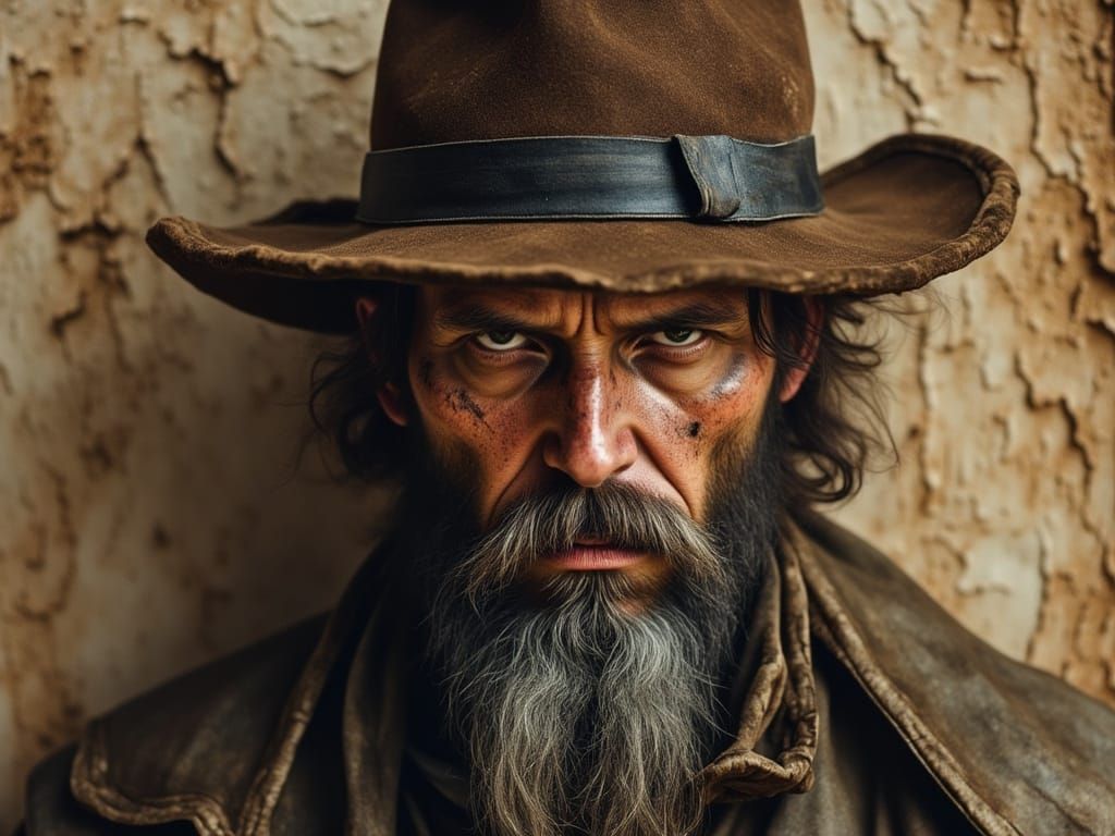 Weathered Cowboy Portrait with Dramatic Lighting