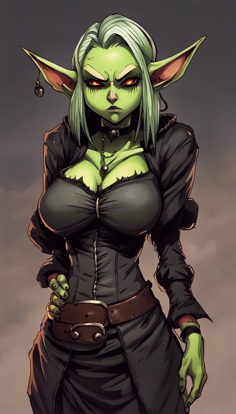 Gothic Female Goblin in Anime Manga Comic Style