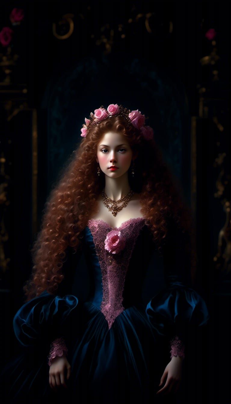 Princess Briar Rose in Rococo Style, Detailed Close-Up