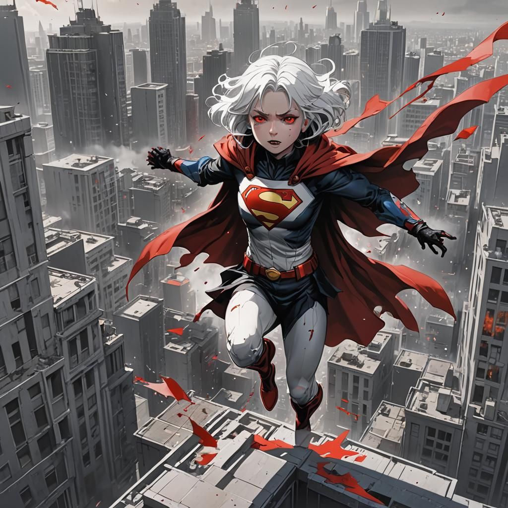 Anime Vampire Girl Leaps from Building in Studio Ghibli Styl...