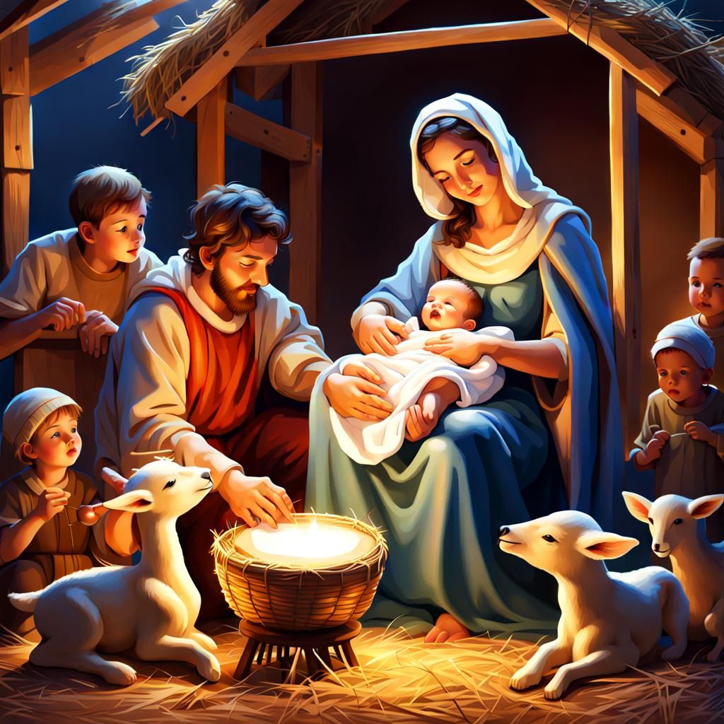 Nativity Scene with Drummer Boy, Hyperrealistic