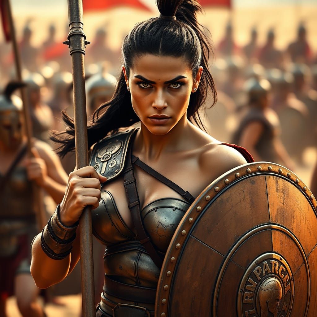 Powerful Spartan Warrior in Frazetta-Inspired Style