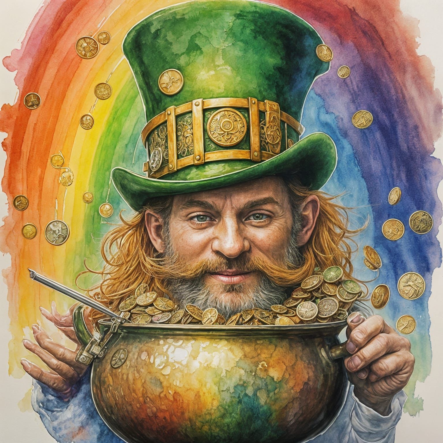 Ethereal Leprechaun in Vibrant, Impressionist Landscape