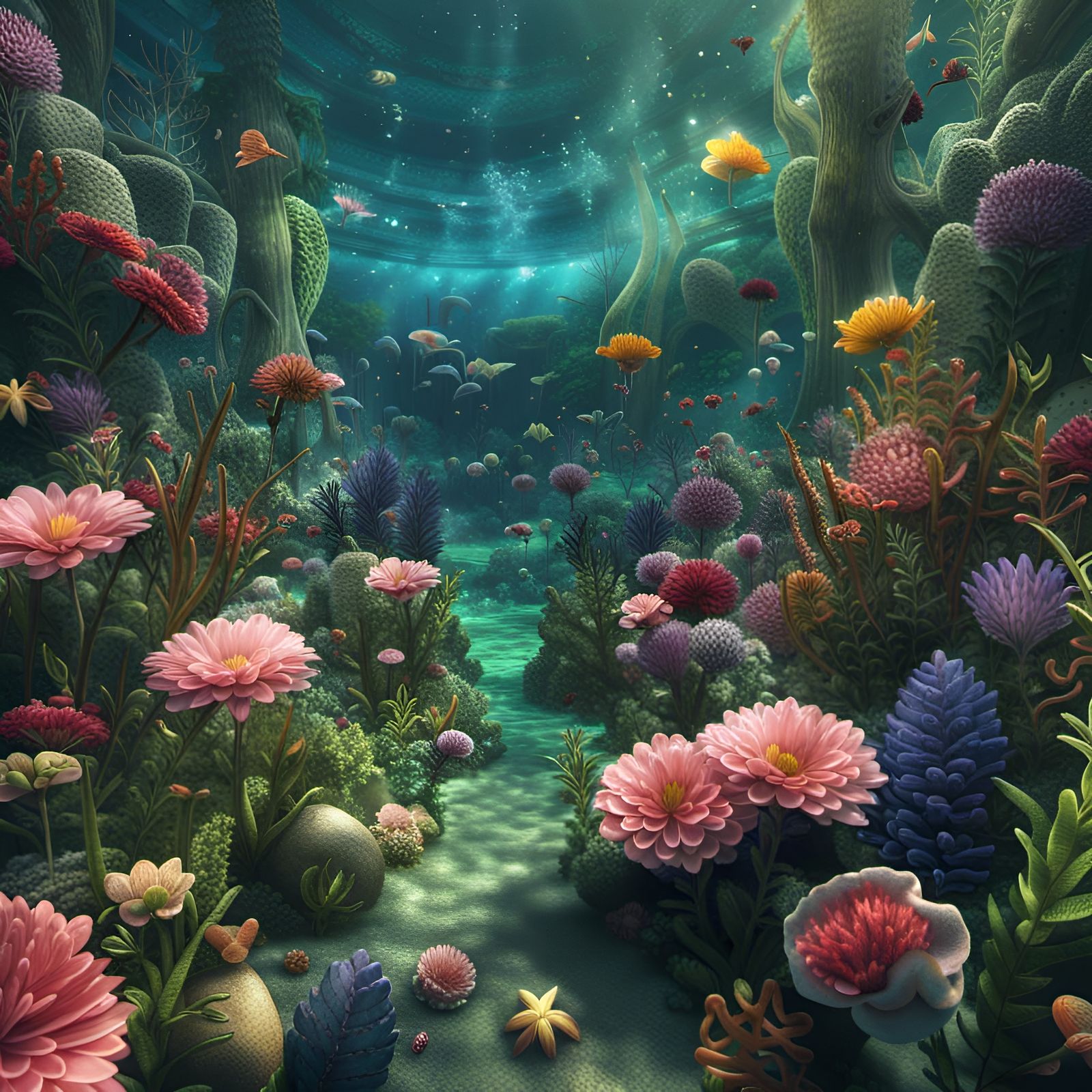 Underwater Secret Flower Garden in 8k Resolution
