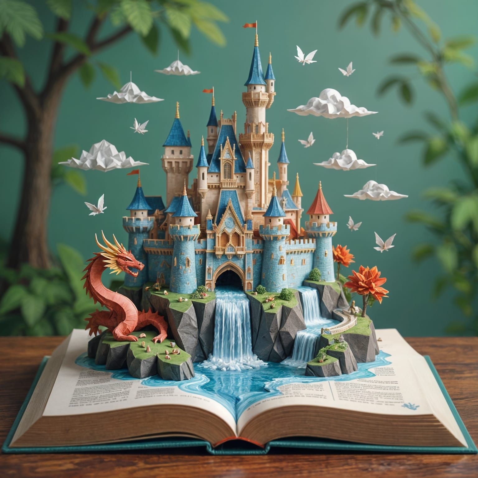 Paper Kingdom Fantasy World in Origami Style