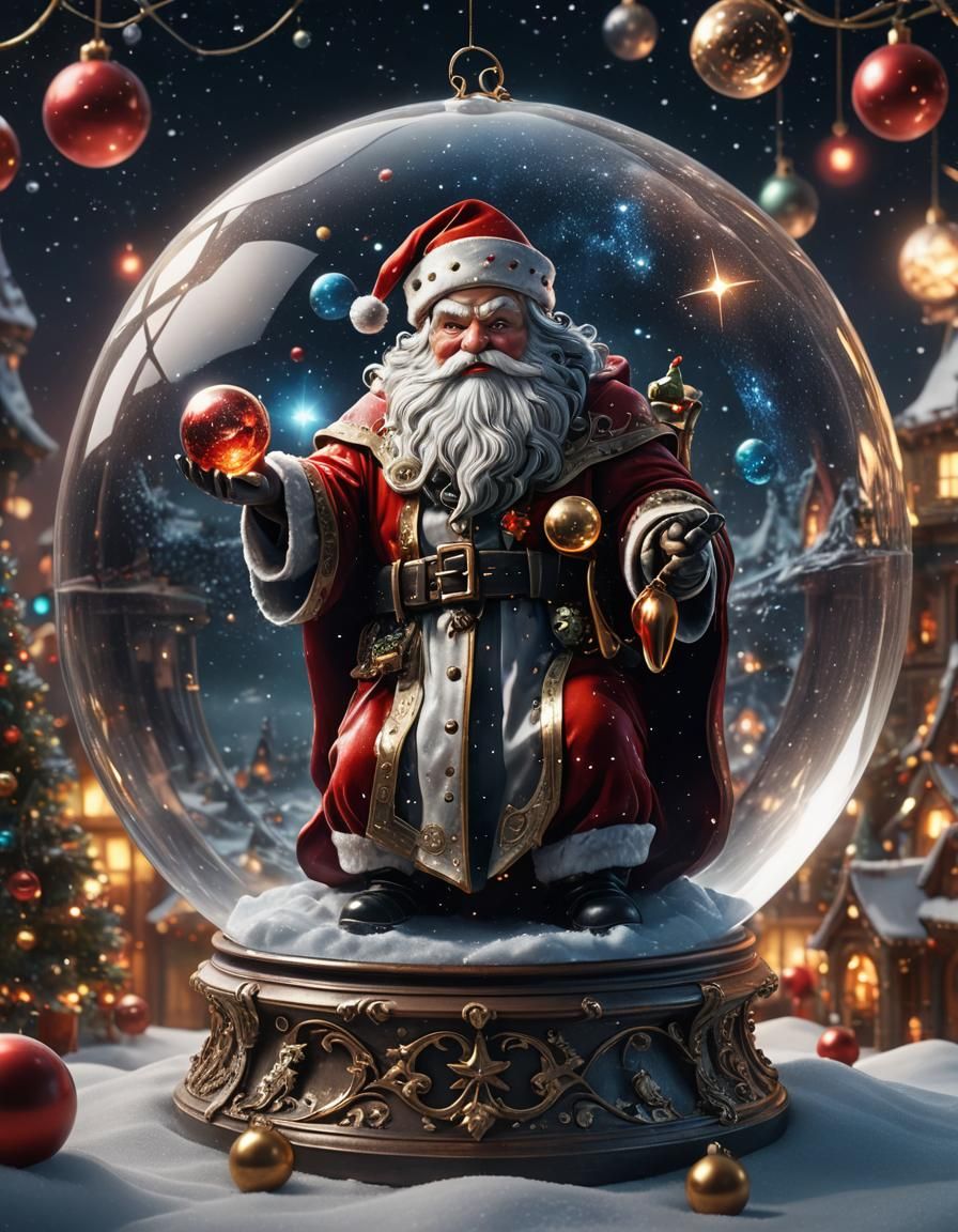 Sinister Santa Claus Holding World in Glass Ball