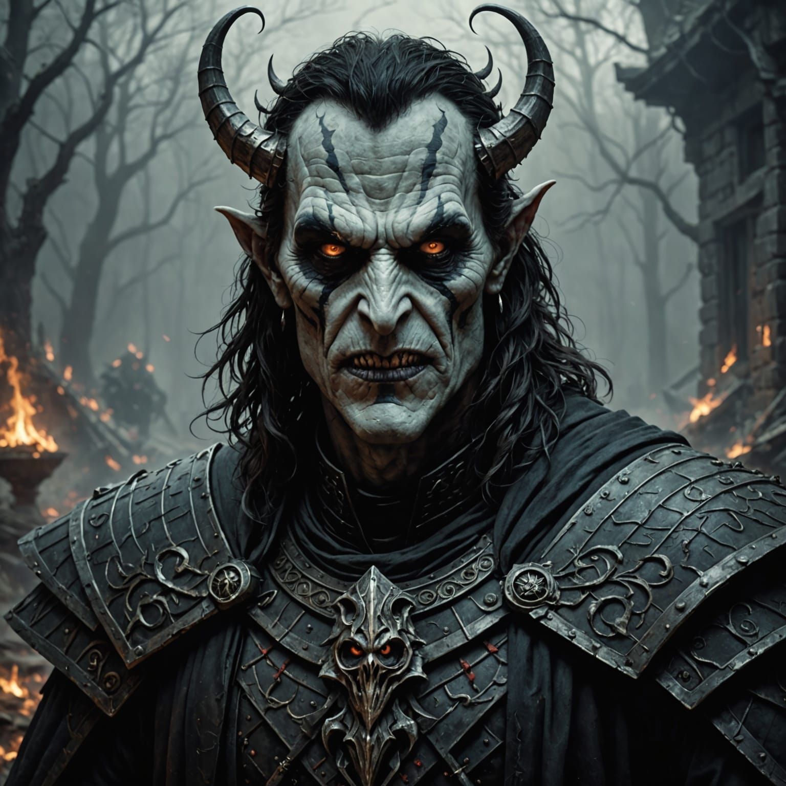 Girl Riding a Dark Pegazus in a Desert Storm