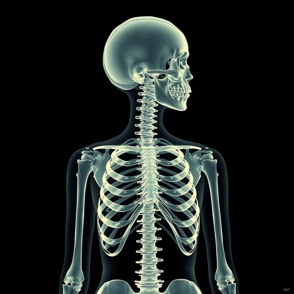 Surreal Vector X-Ray of a Woman's Skeleton