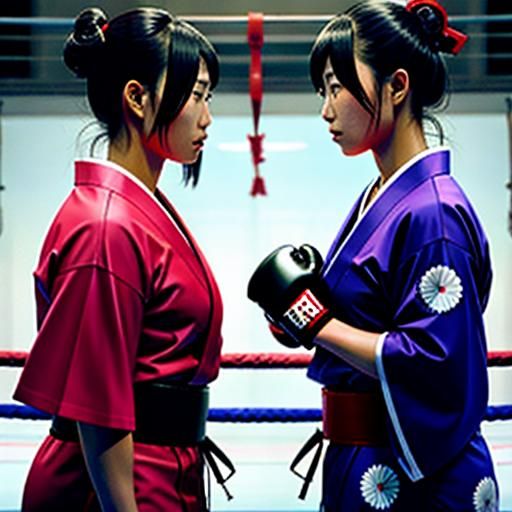 Intense Face-Off Between Japanese Female Boxers