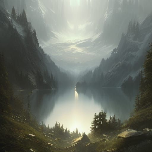 Fantasy Mountains, Forest, and Lake in 8K