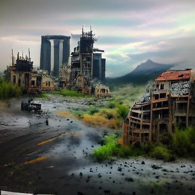 Detailed Matte Painting of a Post-Apocalyptic World