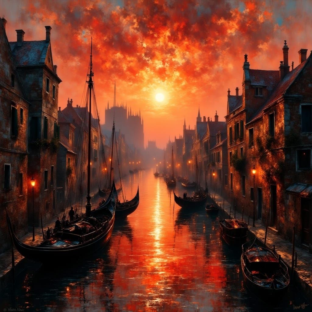 Ancient Harbor District at Sunrise: Ultra-Realistic Style