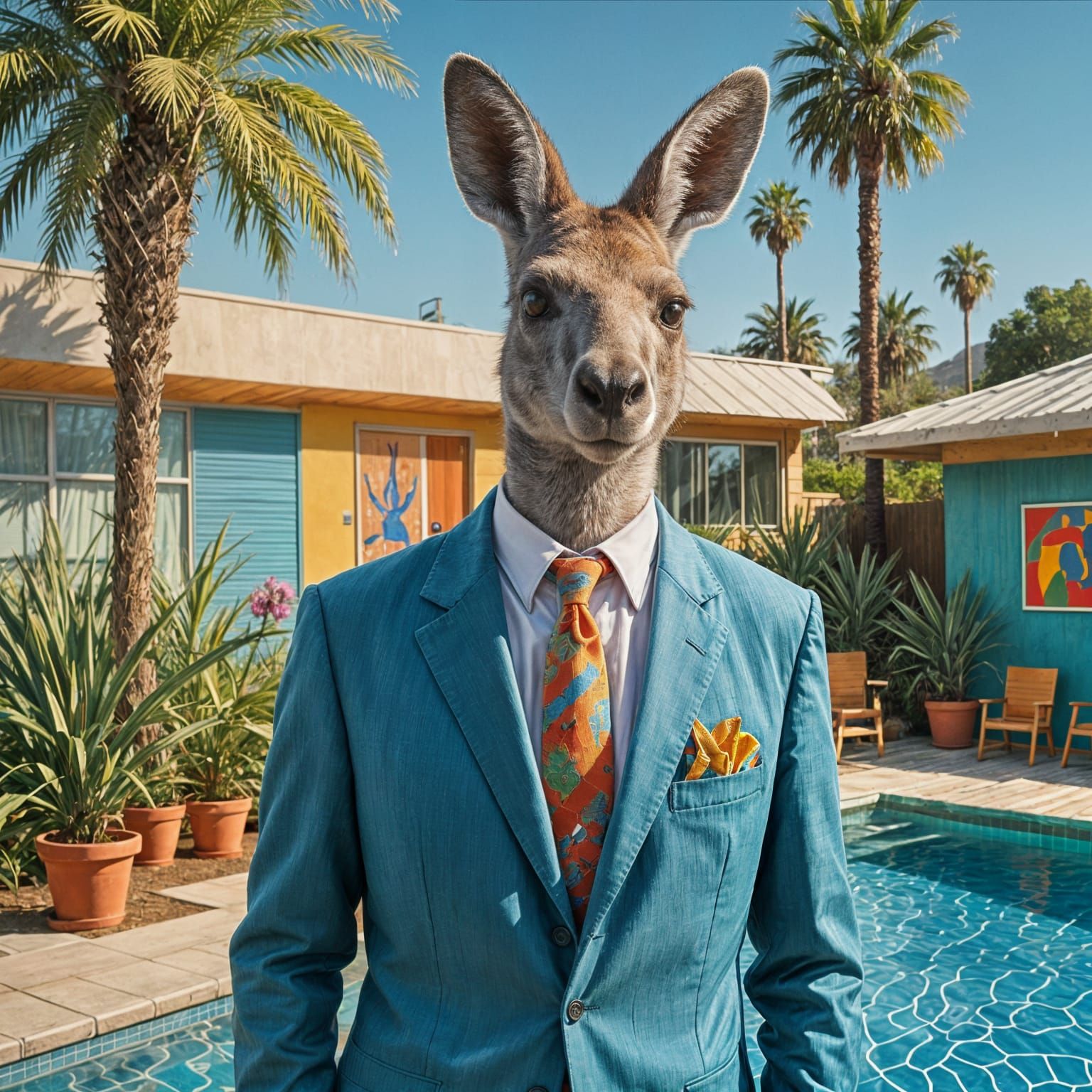 Kangaroo Dressed as David Hockney in Blue