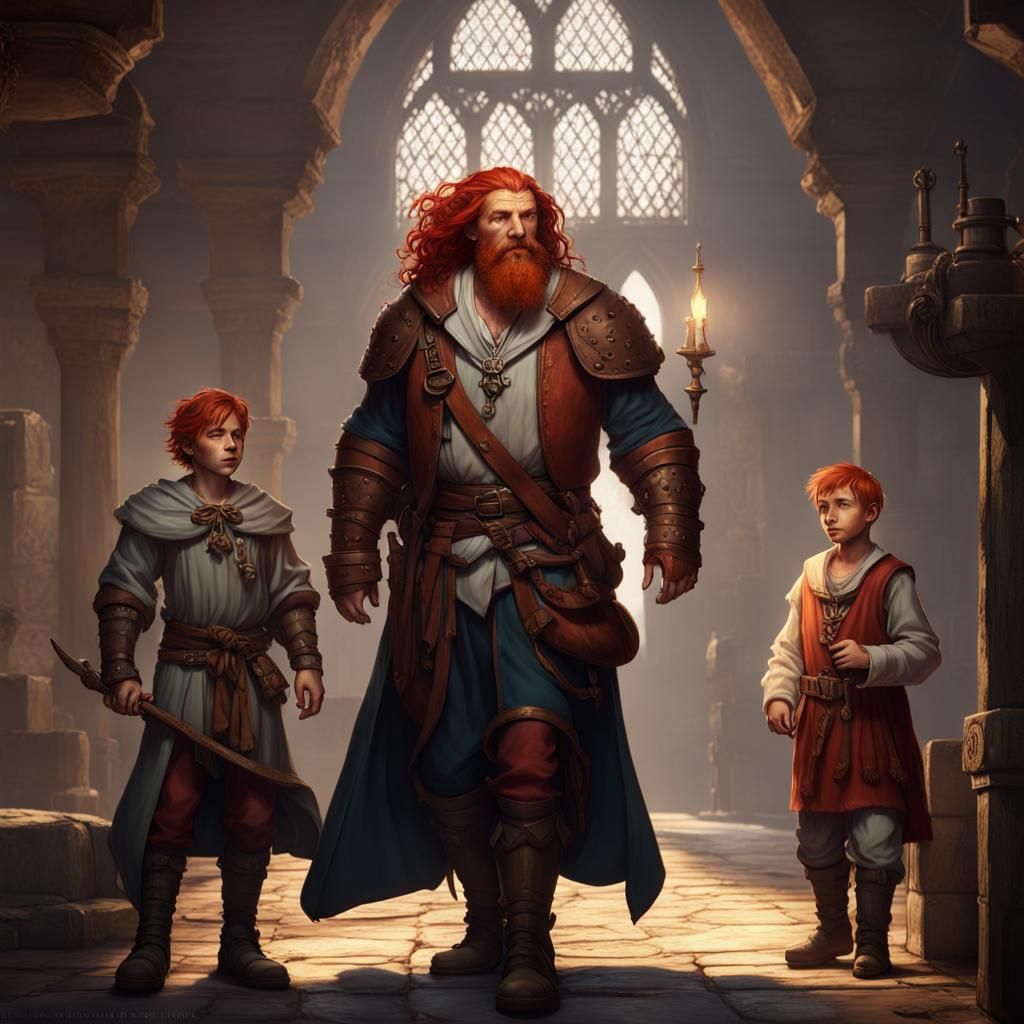 Medieval Sailor and Sons: Dark Fantasy Art