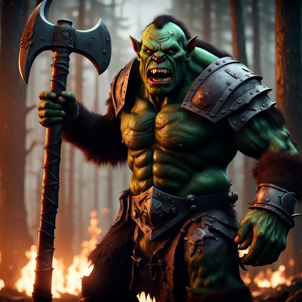 Victorious Orc Roars After Battle in 3D