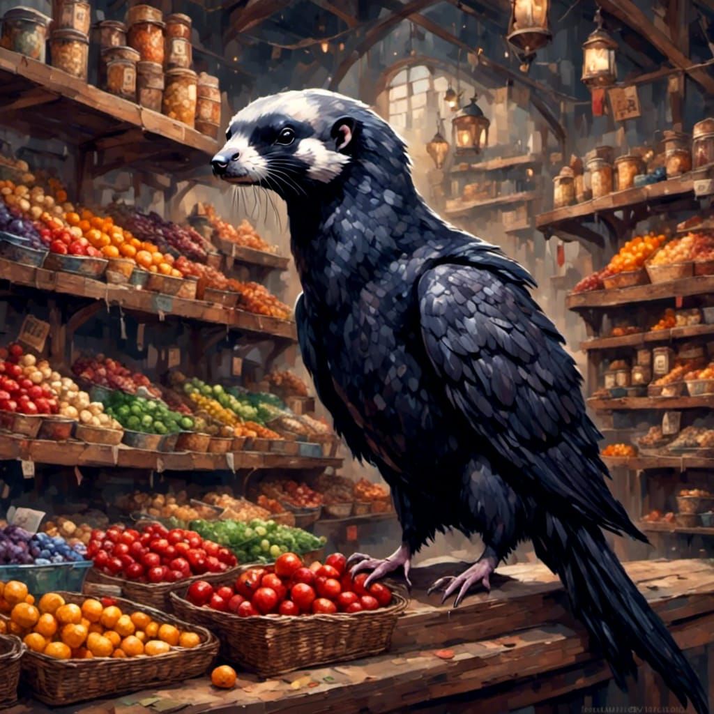 Ferret-Raven Hybrid Shopping on Sunday Morning