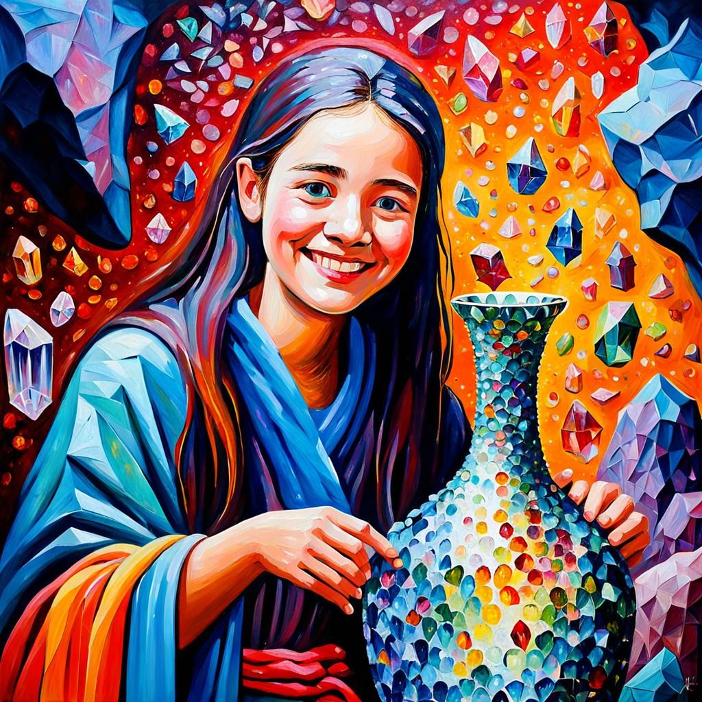 Fairy Creates Crystals: Expressionist Oil Painting