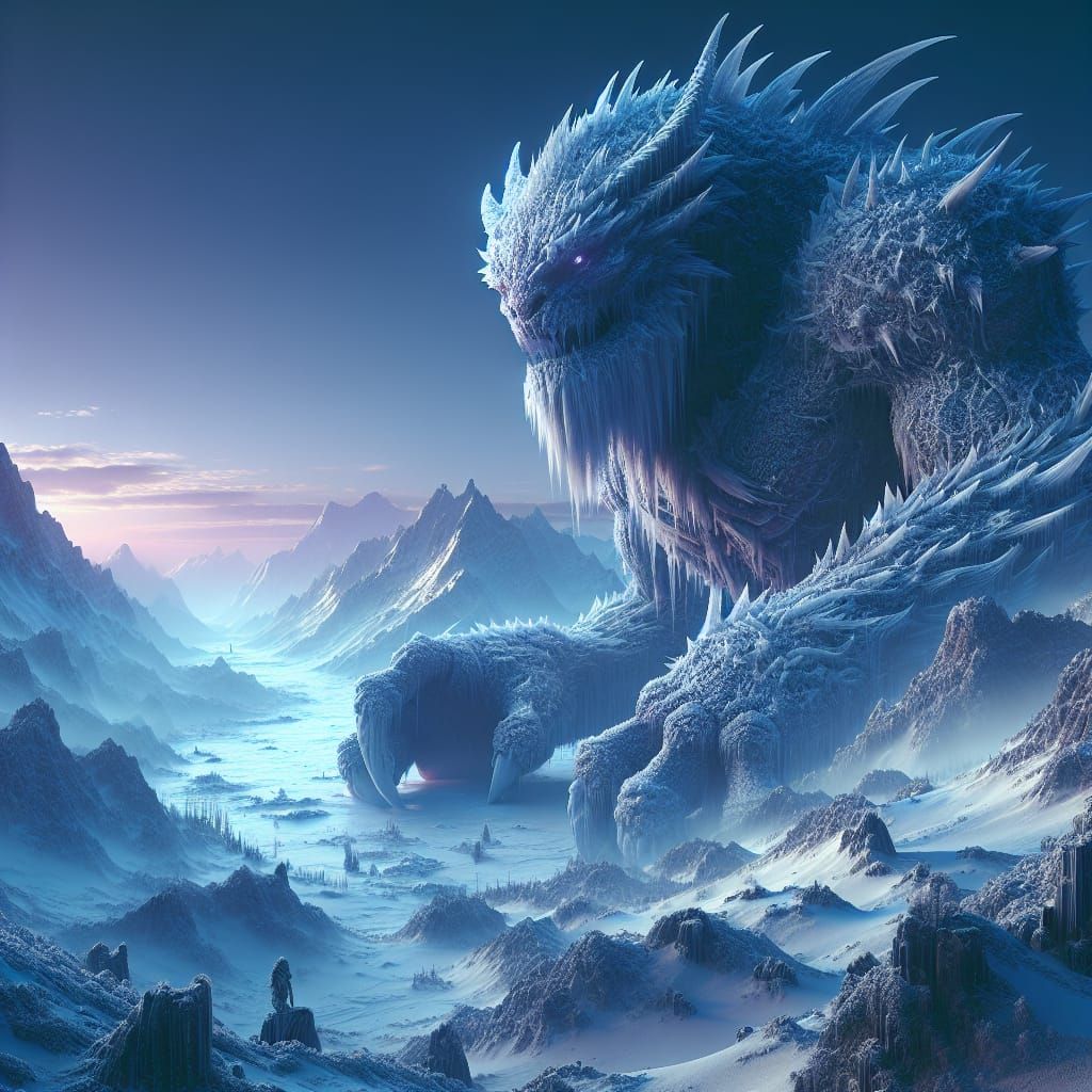 Epic Arctic Fantasy Beast in Frosty Splendor