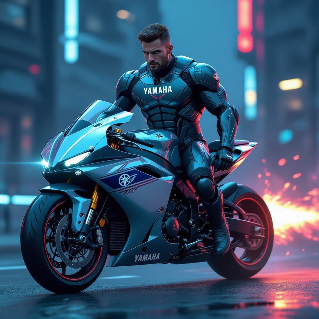 Yamaha Superhero Transformation in Futuristic Style