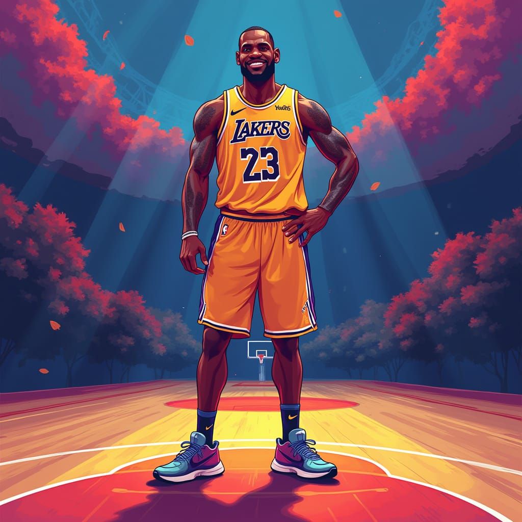 Lebron James Illustration in Keane-Inspired Style