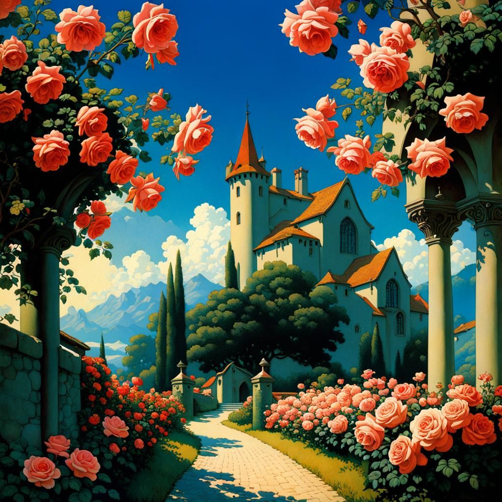 Medieval Countryside Castle in Golden Age Style