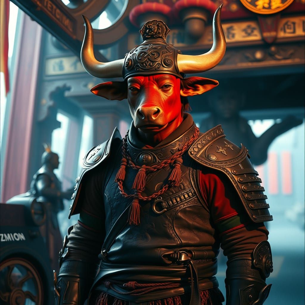 Ox Artificer in Fantasy Realm: Cinematic Film Still