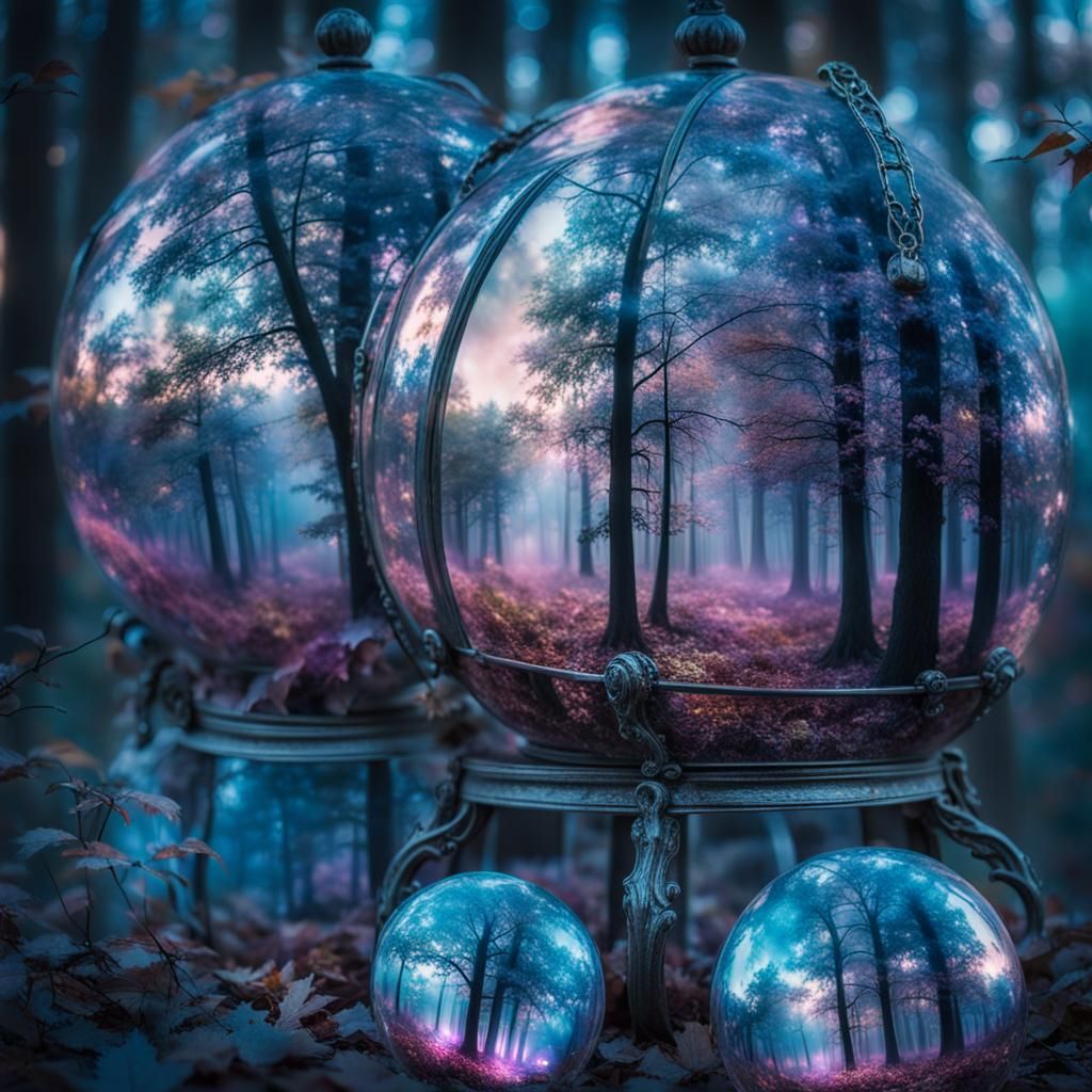 Double Exposure: Magic Sphere and Autumn Forest