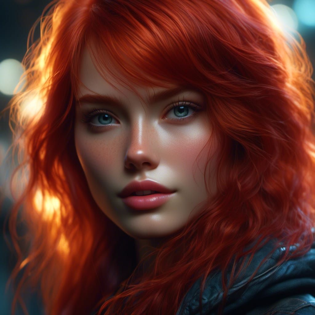 Hyperrealistic Portrait of a Redhead Woman