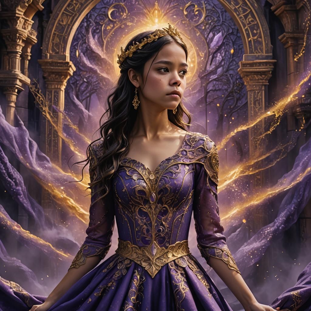 Mystical Realm: Jenna Ortega in a Fantasy Matte Painting