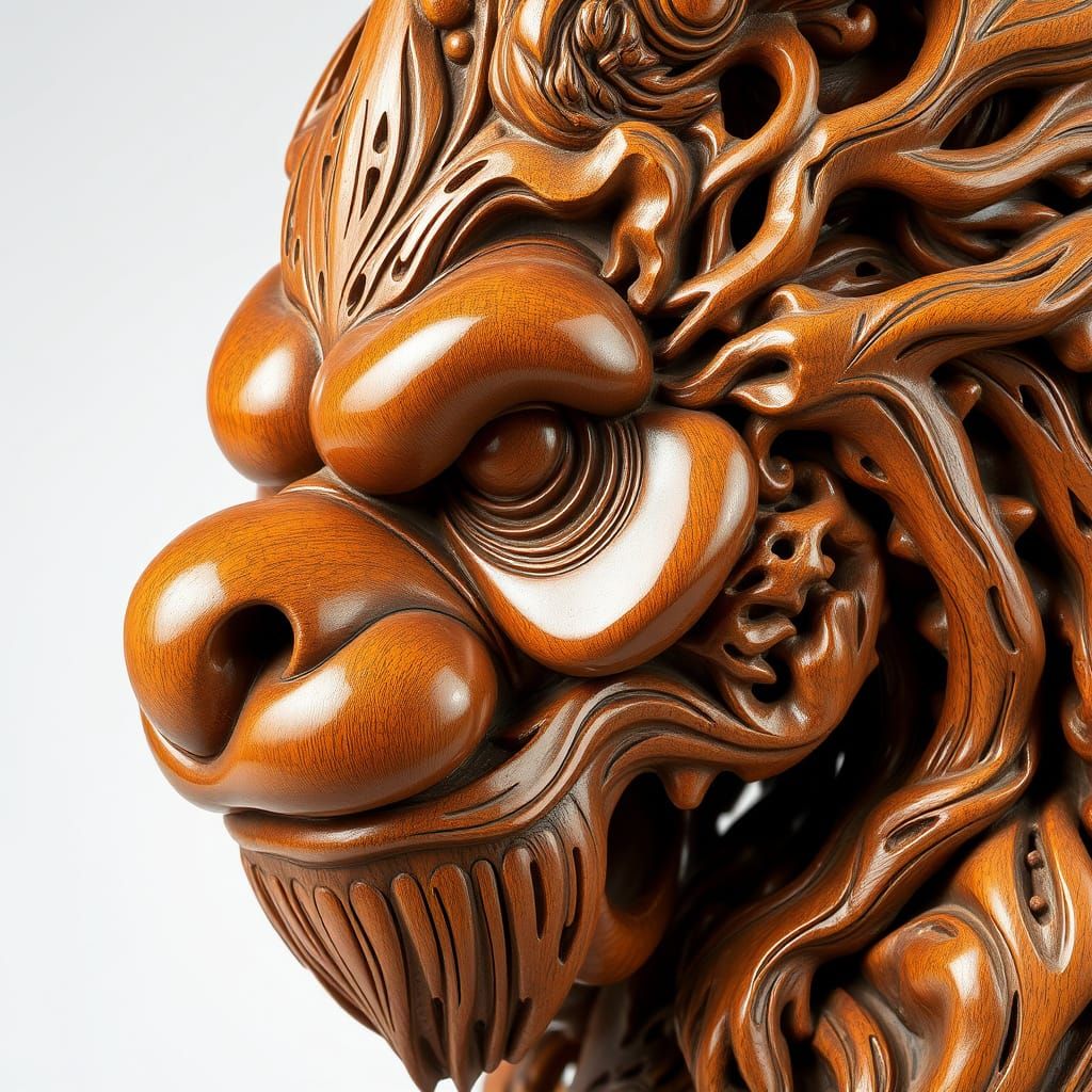 Detailed Wooden Sculpture with Organic Textures