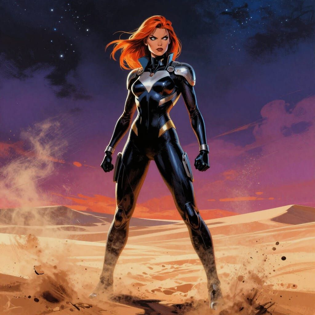 Fierce Tigra in Futuristic Desert Night