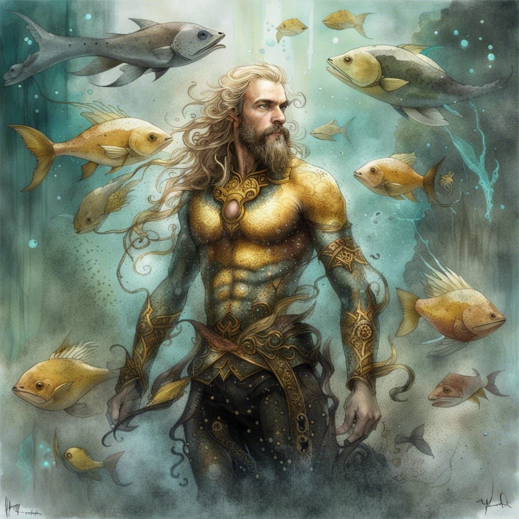 Aquaman Double Exposure Portrait with Marine Life