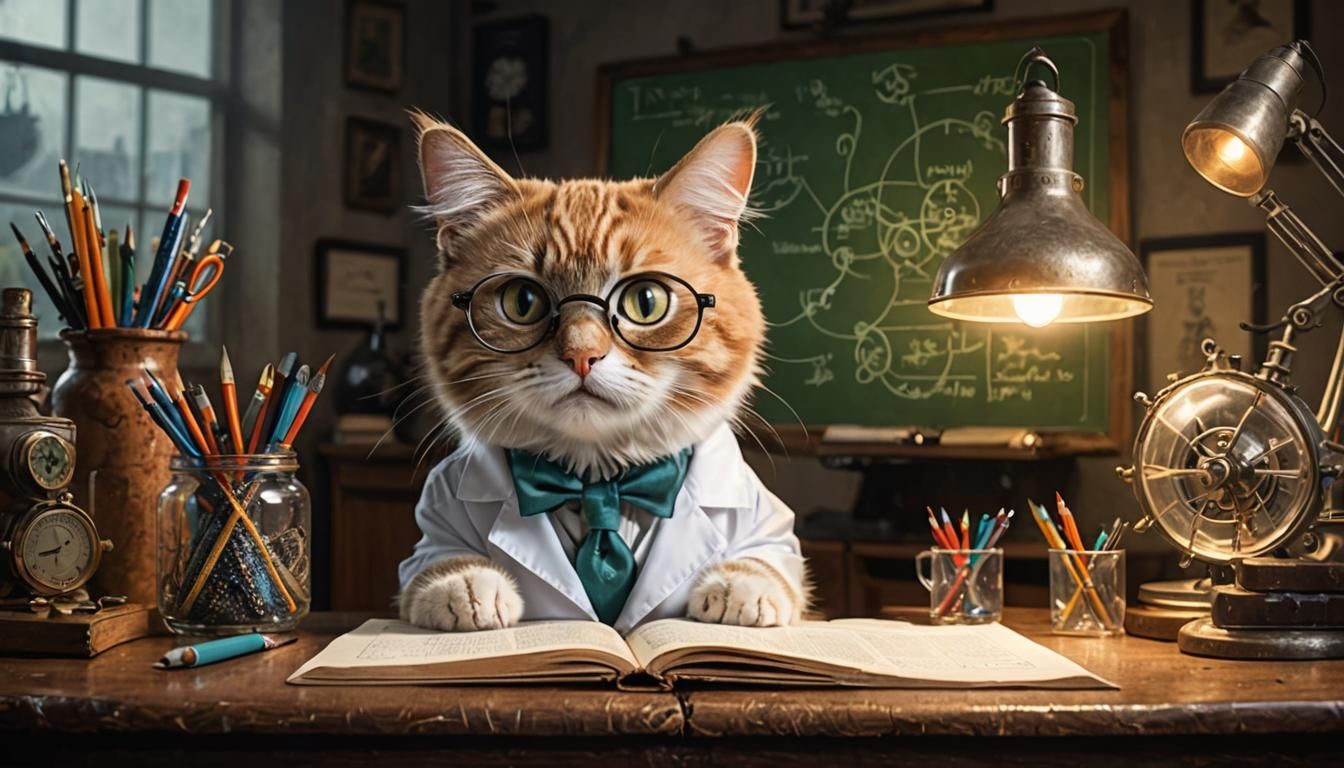 Mad Scientist Cat Plans World Domination