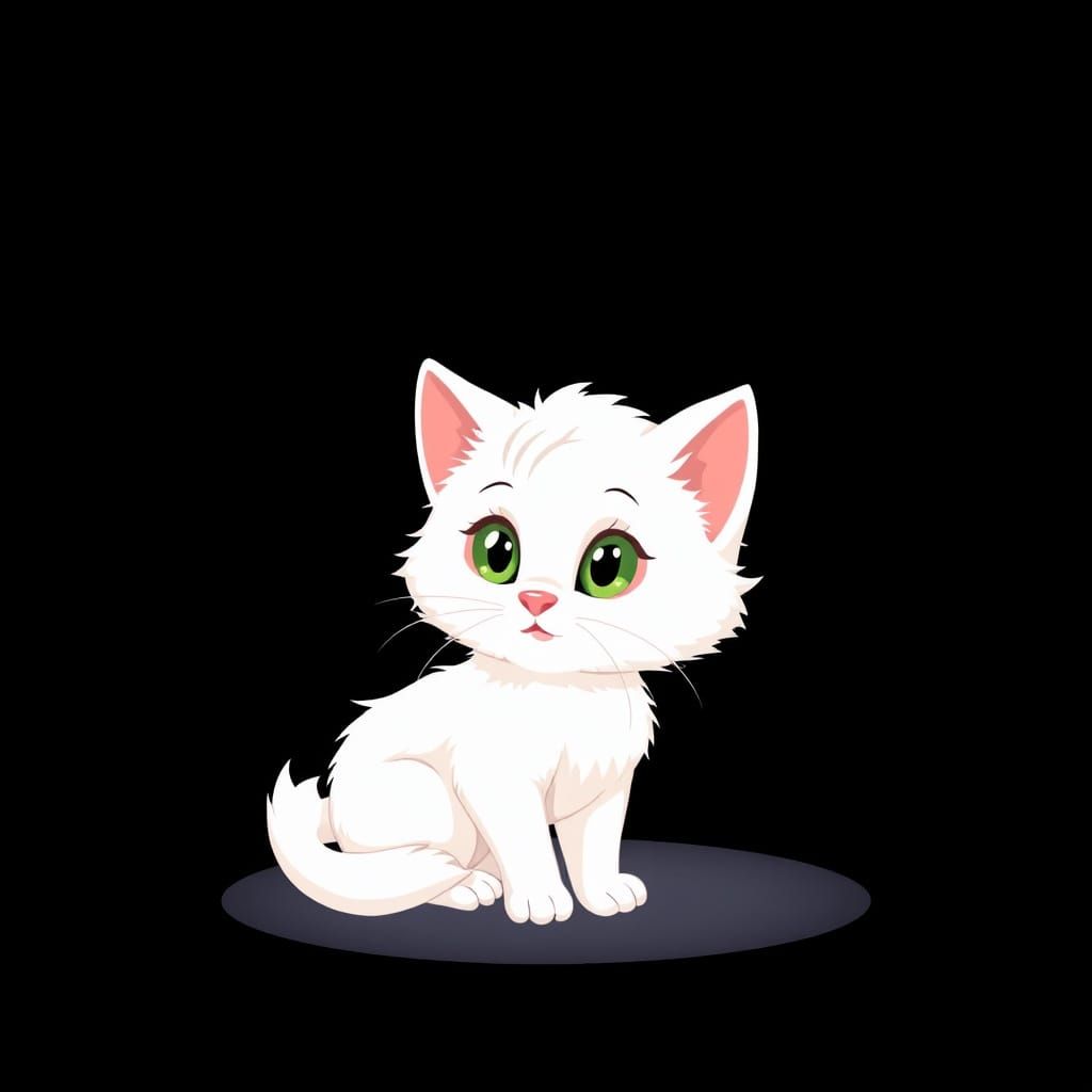 Whimsical White Kitten in Classic Disney Style
