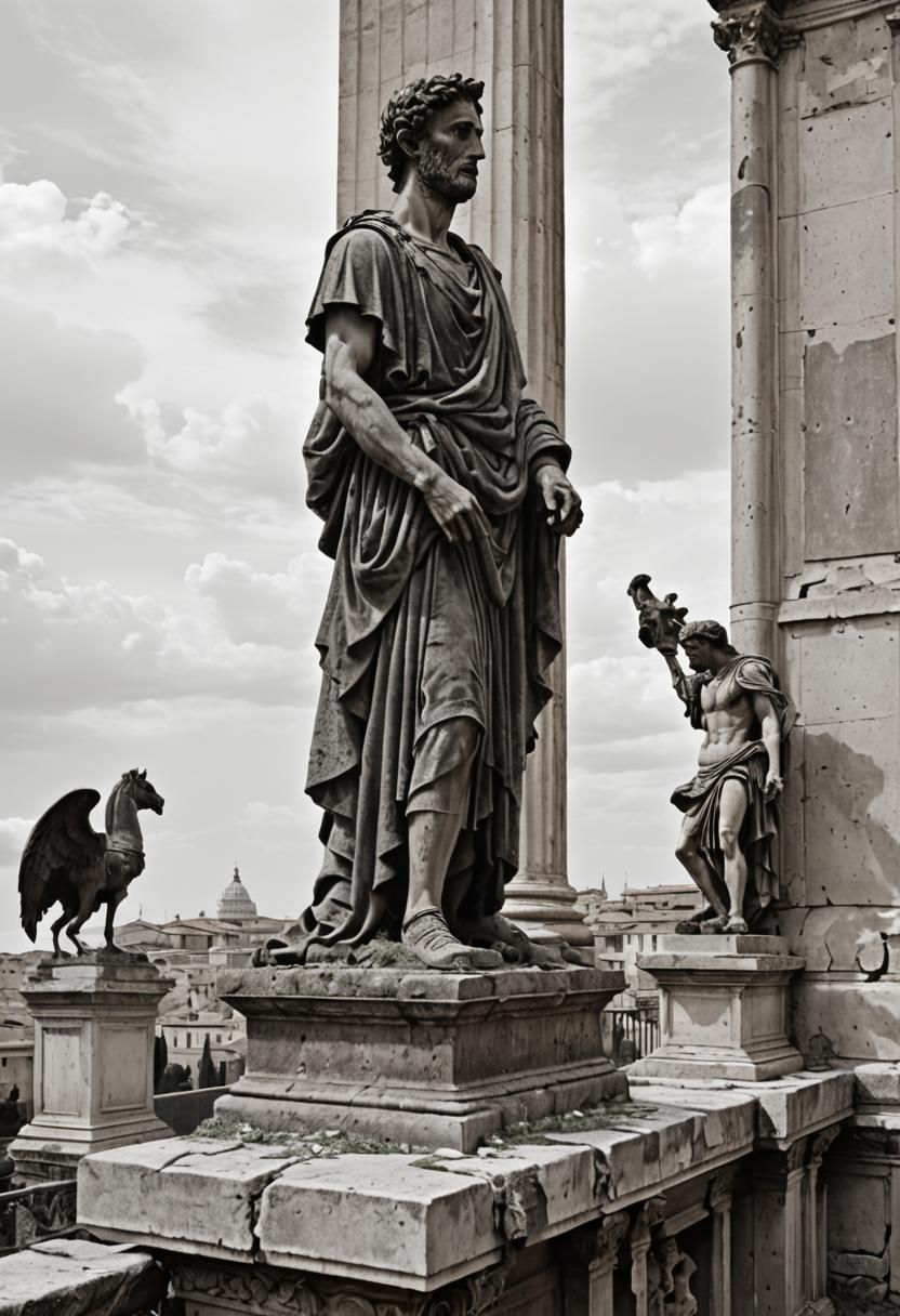 Ancient Rome Ruins: Black Iron and Marble Photography