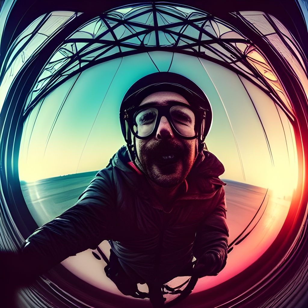 Parachute Jump Selfie in Electric Cel-Shaded Style