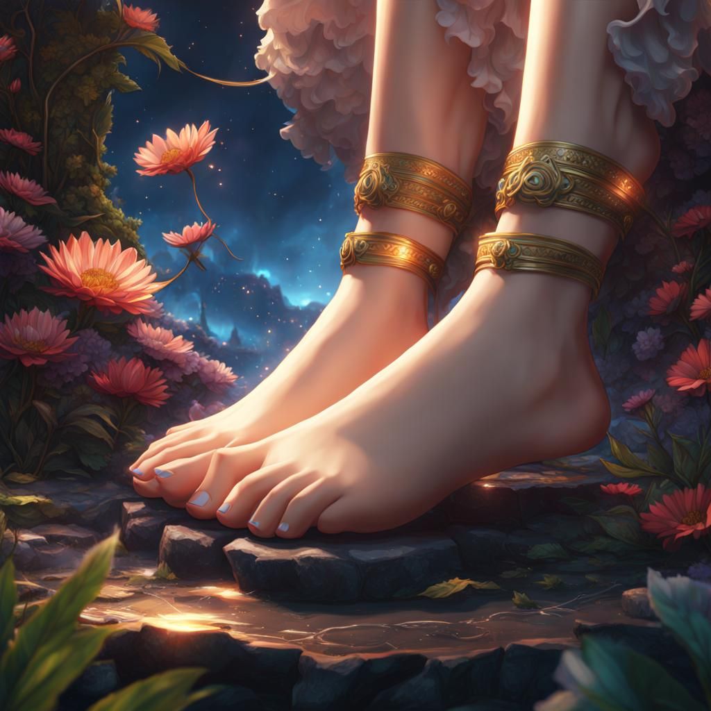 Anime Girl Foot Soles in Detailed Digital Painting