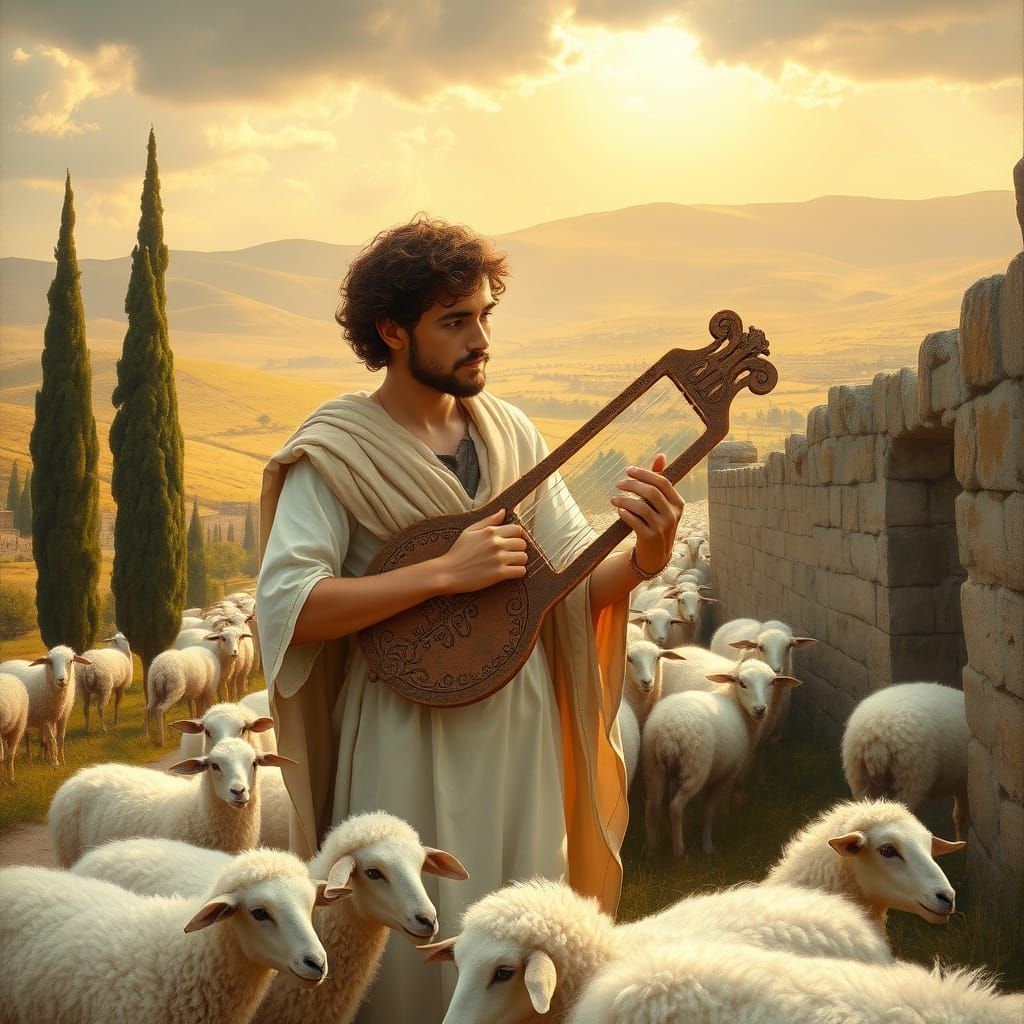 Playing an ancient lyre