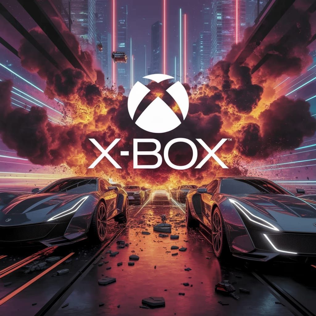 Futuristic Xbox Racing Scene in Digital Art Style