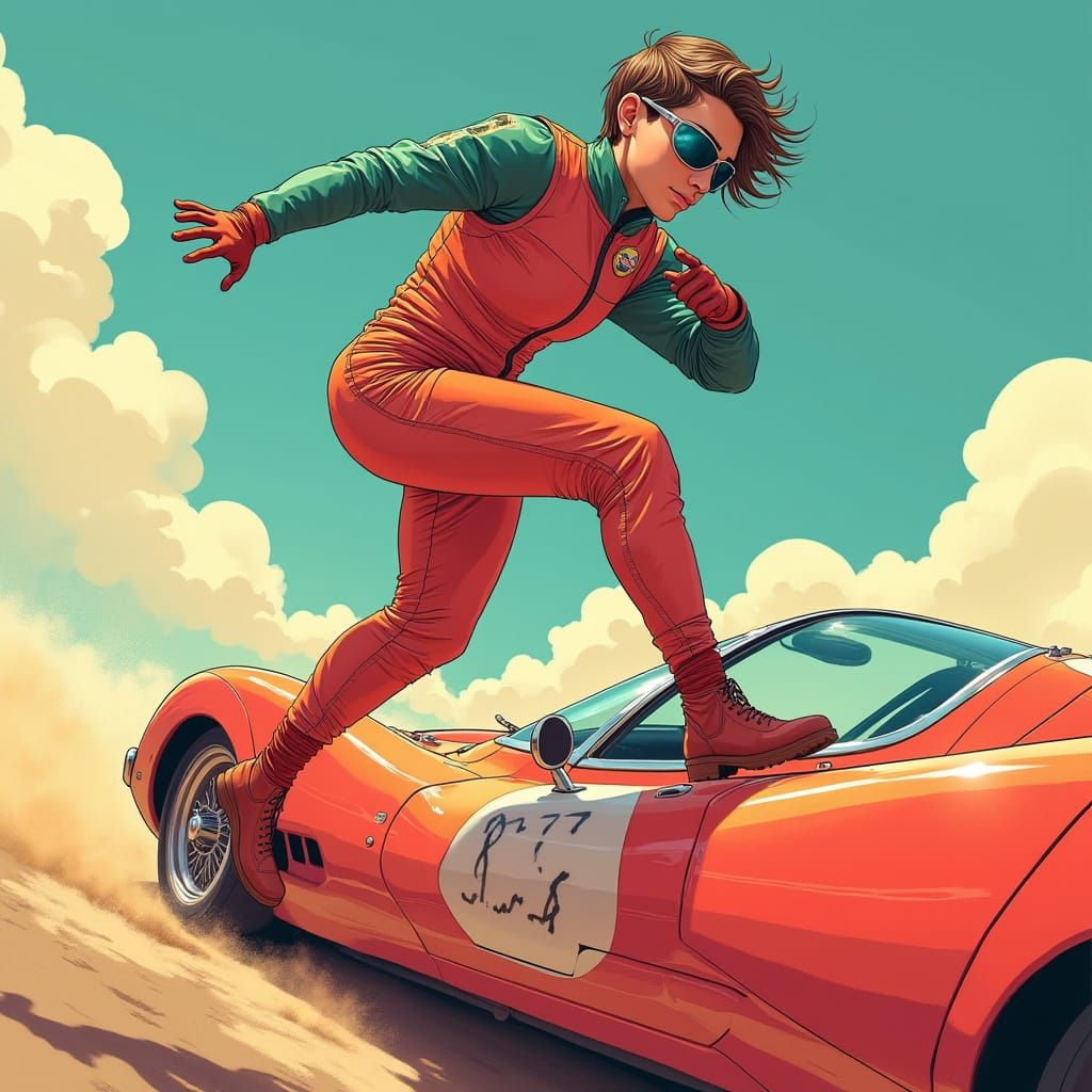 Speed Racer Jumps into Mach 5, Retro-Futuristic Style