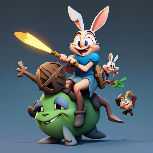 Bugs Bunny Anvil Lift: 3D Digital Art