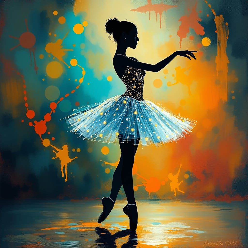 Ethereal Ballerina Dances in Cosmic Colors