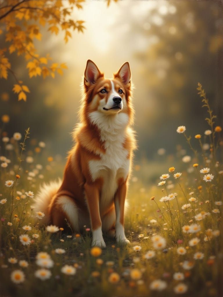 Dog Bathed in Sunlight, Atmospheric Style